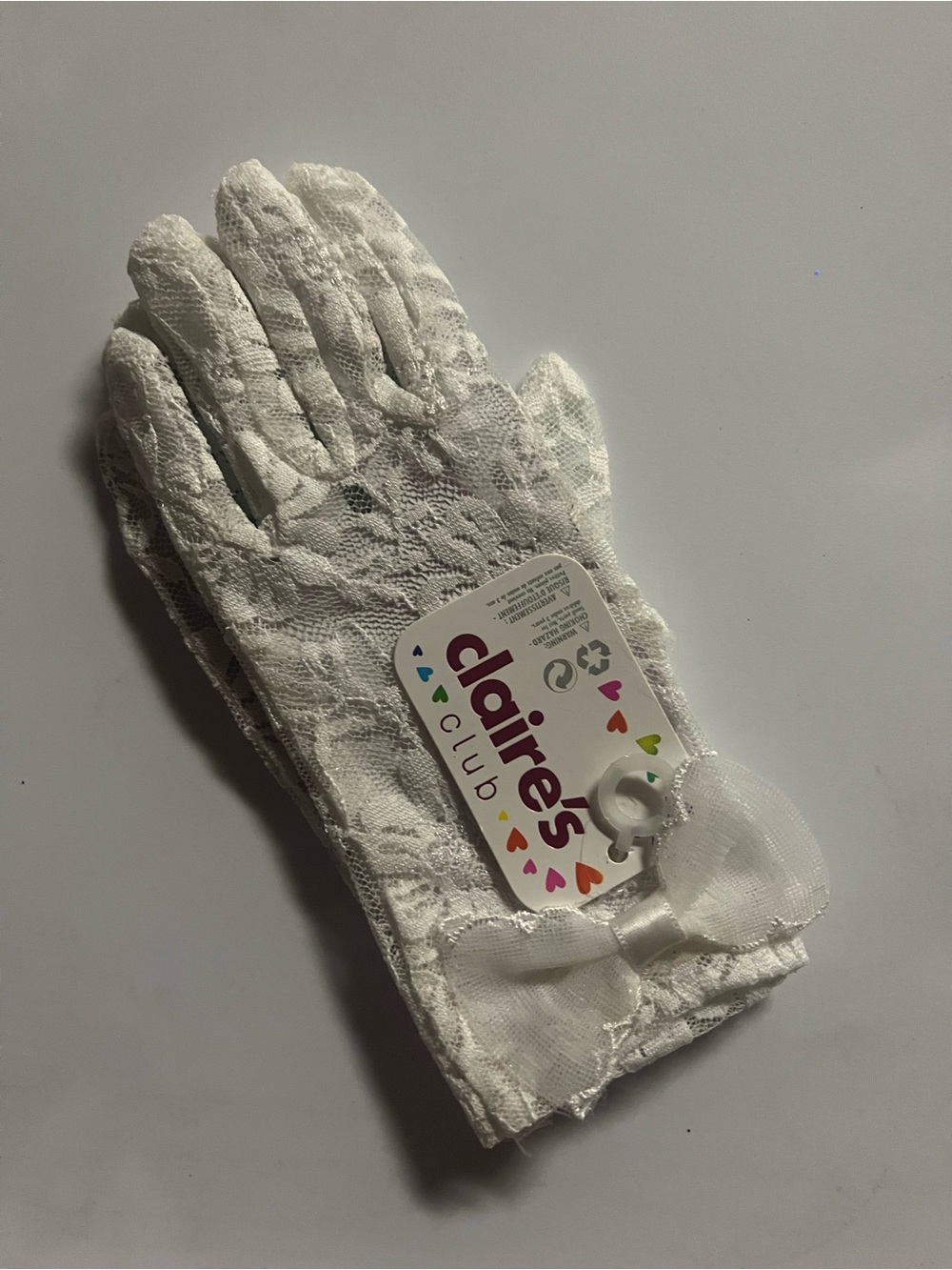 Claire's Small Girls  White Lace Bow Dress Gloves